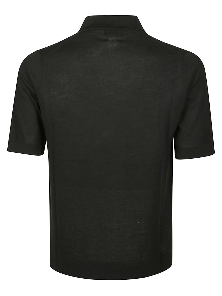 Ballantyne Black Minimalist Cotton Polo Shirt