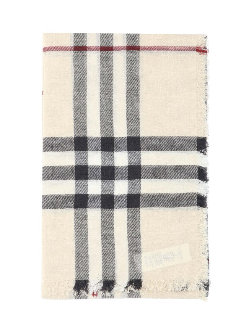 Burberry "Check" Wool Scarf – Cream