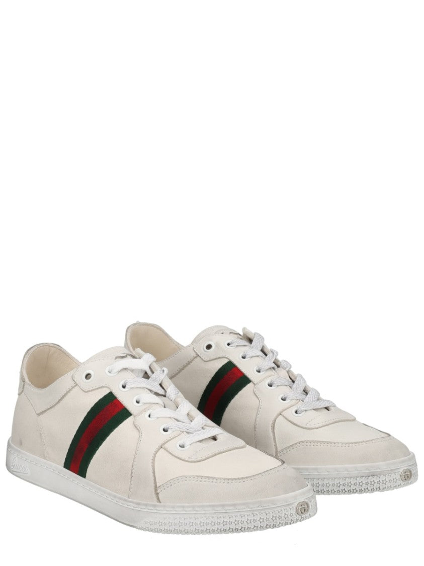 Gucci Stretch Leather Effect Off-White Sneakers