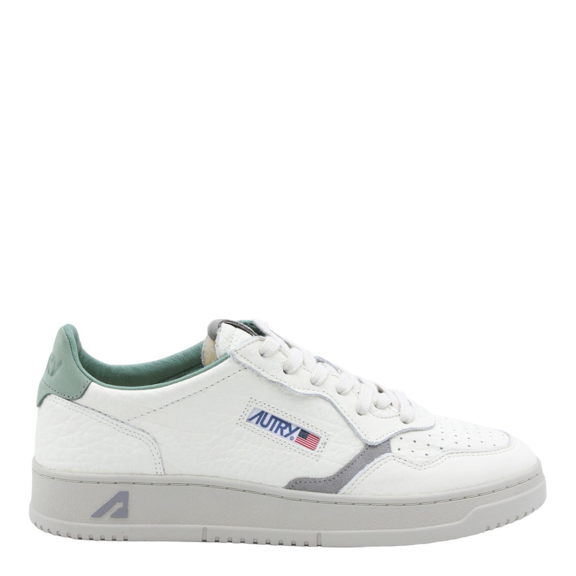 Autry Textured White Leather Sneakers With Suede Accents