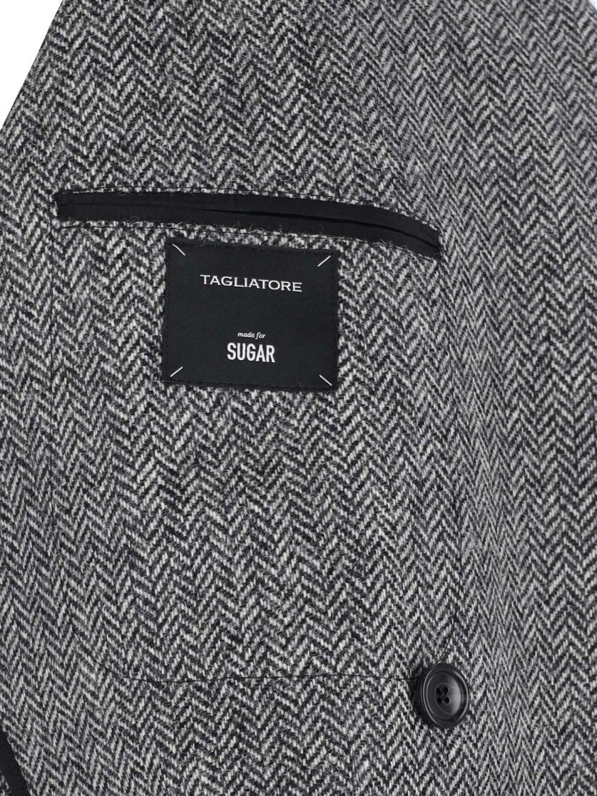 Tagliatore Double-Breasted Herringbone Blazer