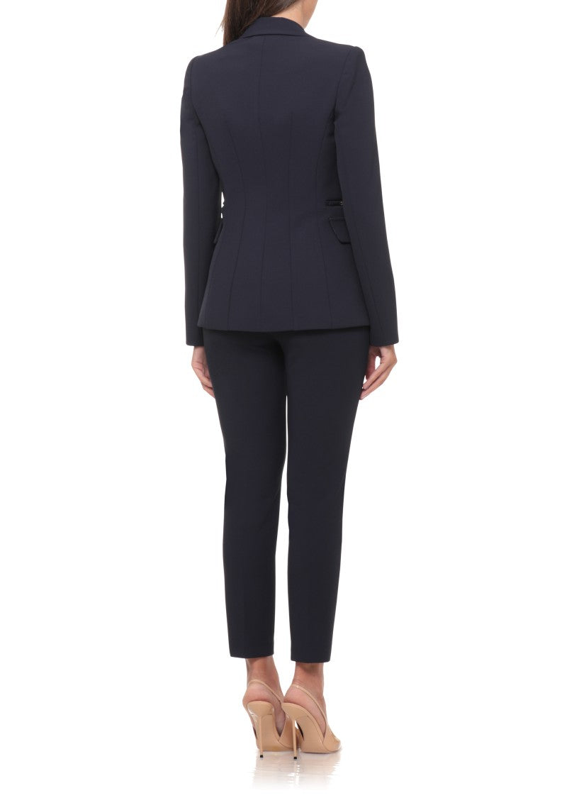 Elisabetta Franchi Structured Tailored Jacket With Padded Shoulders And Gold Embellishments