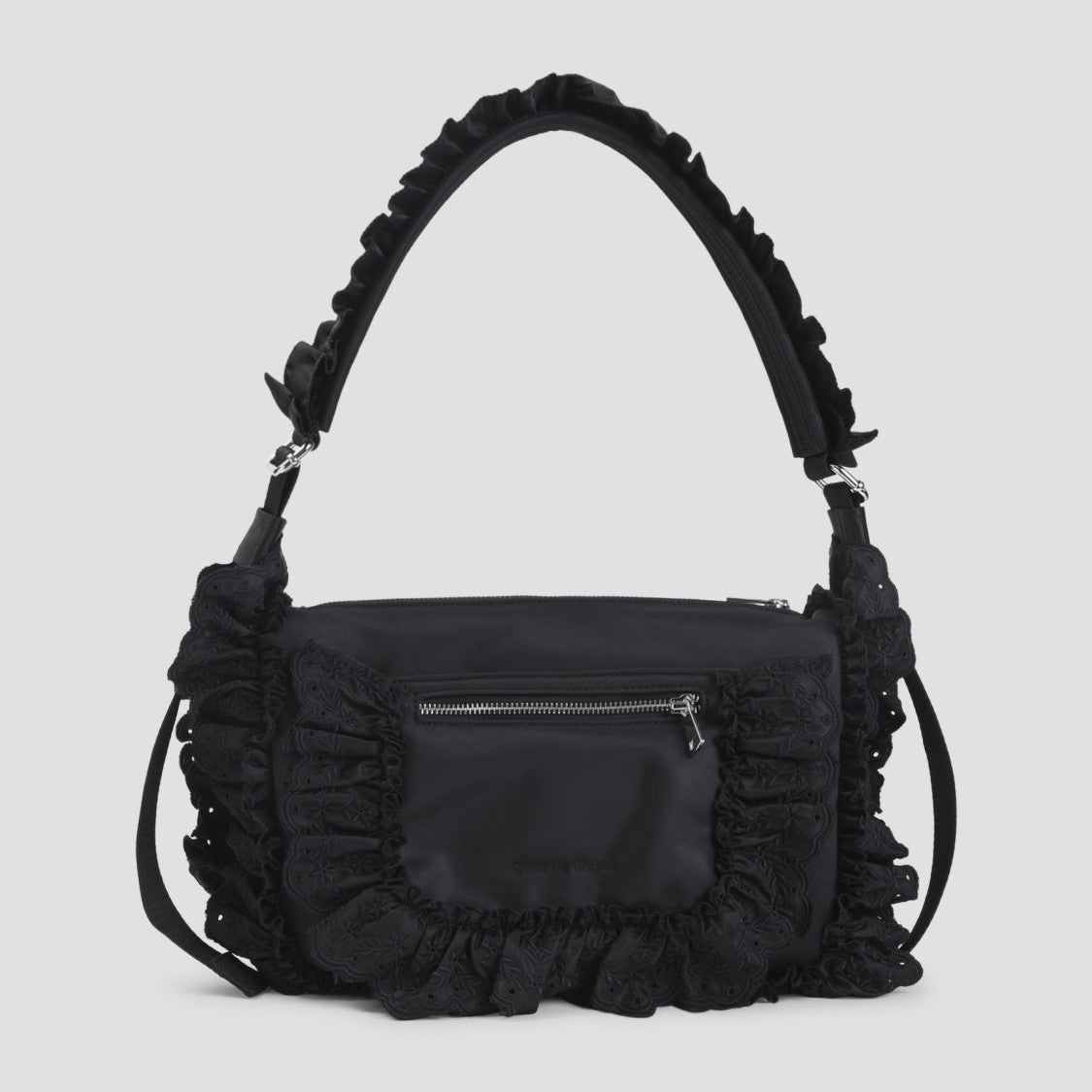 Simone Rocha Structured Shoulder Bag With Ruffled Lace Trim
