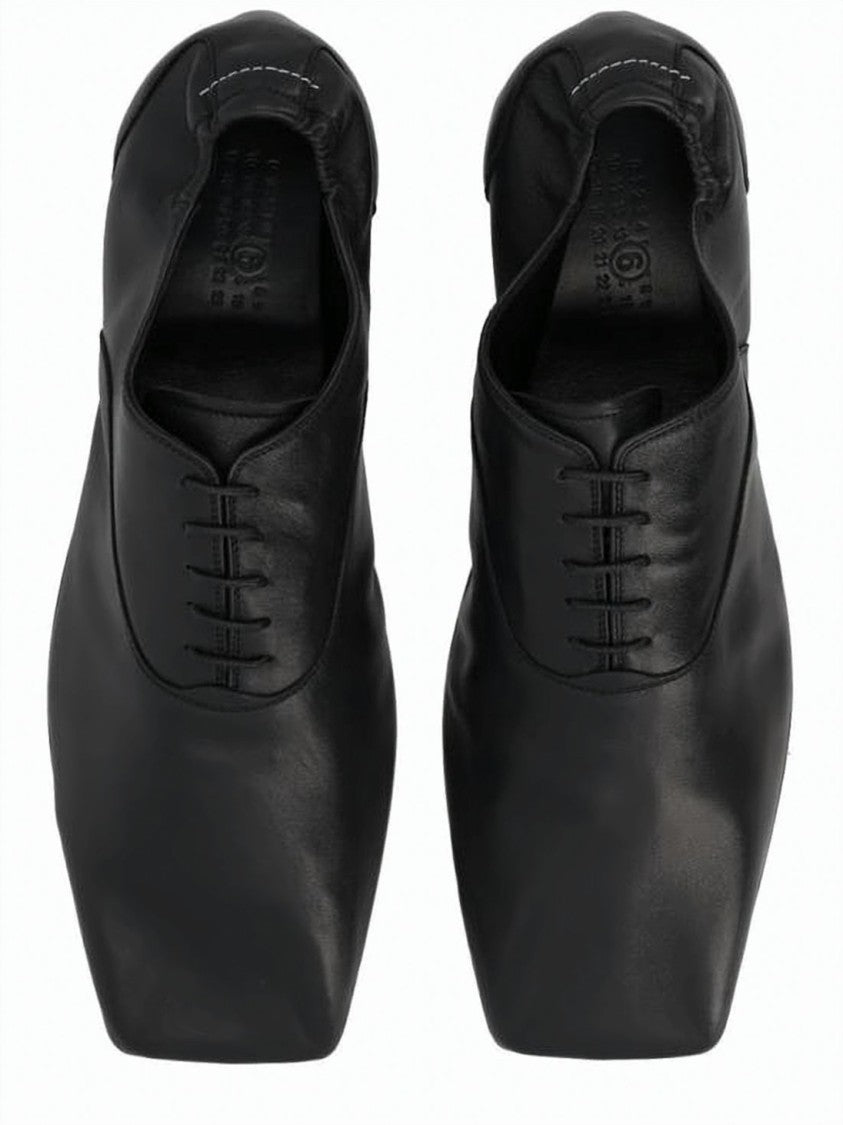 Mm6 By Maison Margiela Pointed Toe Black Leather Dress Shoes