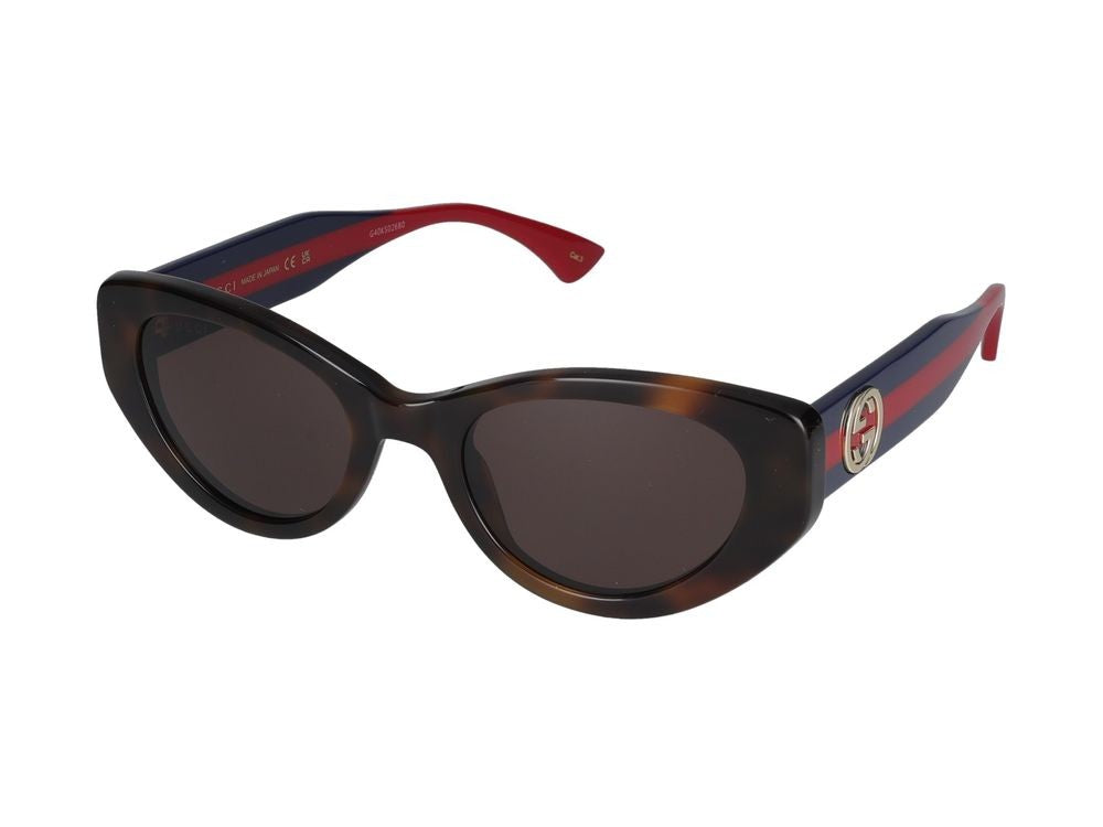 Gucci Havana Logo Accents Bold Cat-Eye Sunglasses