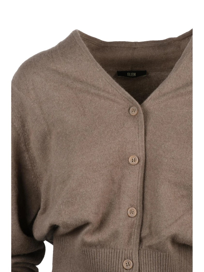 Eleh Biscuit V-Neck Button-Down Cropped Cardigan