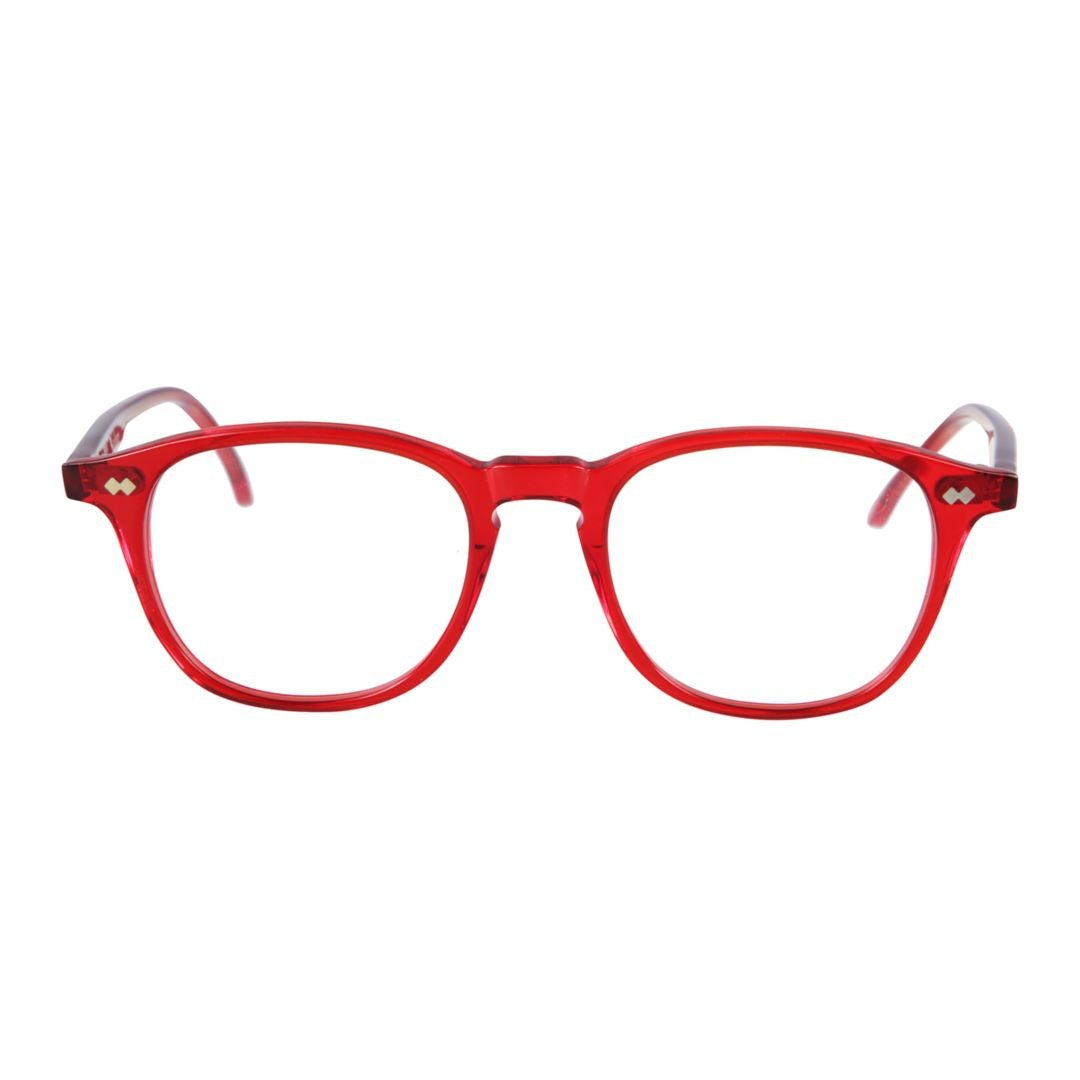 Kador Pepper Translucent Red Rounded Square Eyeglasses With Accented Temples