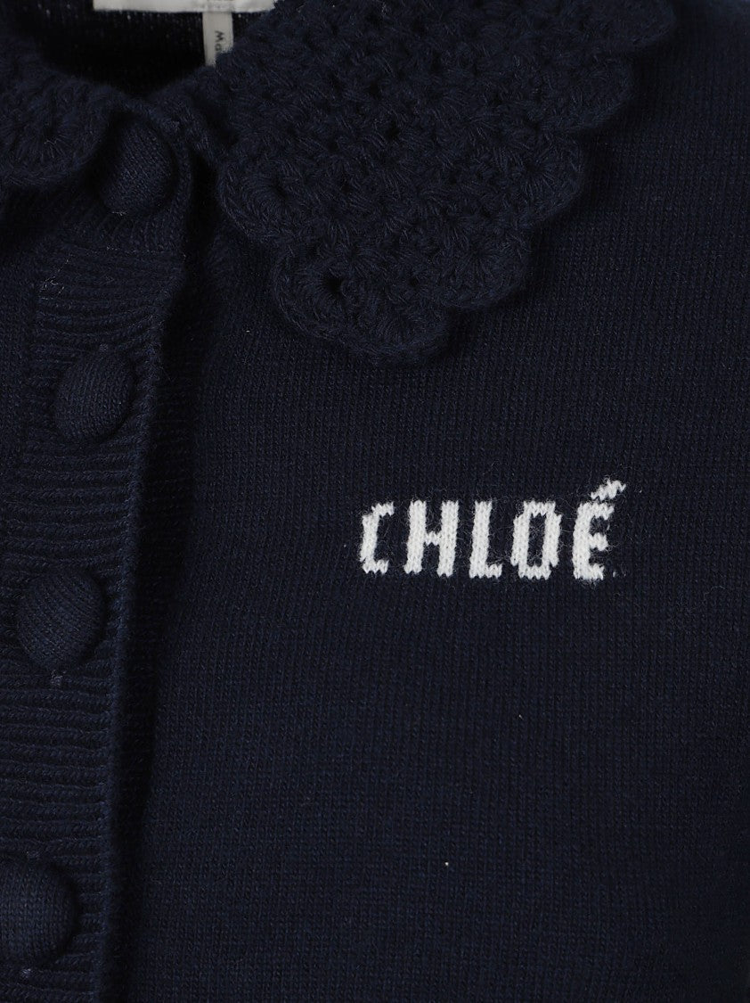 Chloé Wool Wool-Blend Guipure Collar Cardigan