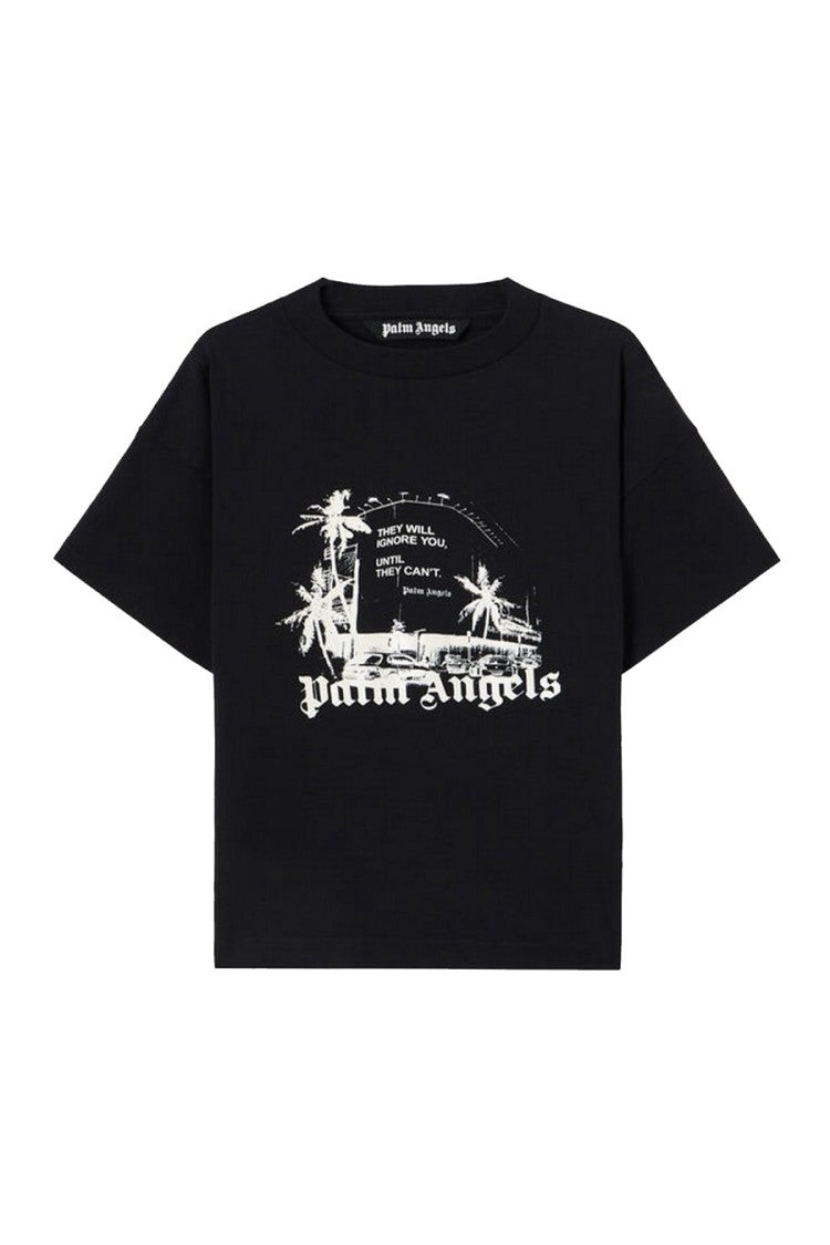 Palm Angels Black Cotton Printed T-Shirt
