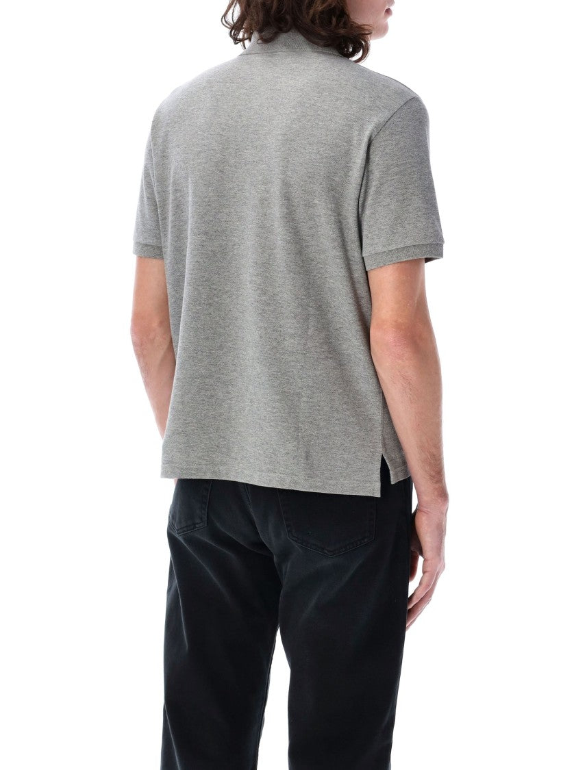 Saint Laurent Grey Melange Pique Polo Shirt