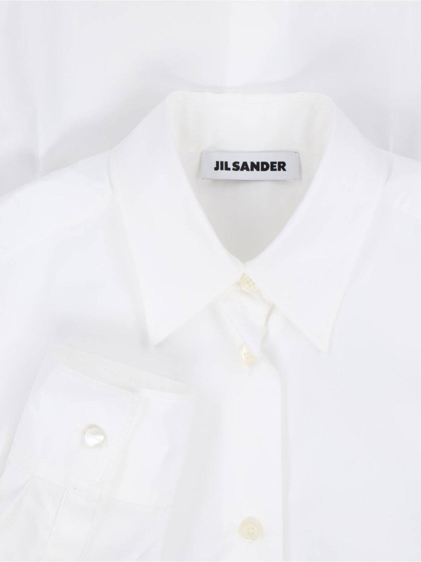 Jil Sander White Classic Cotton Poplin Embossed Shirt