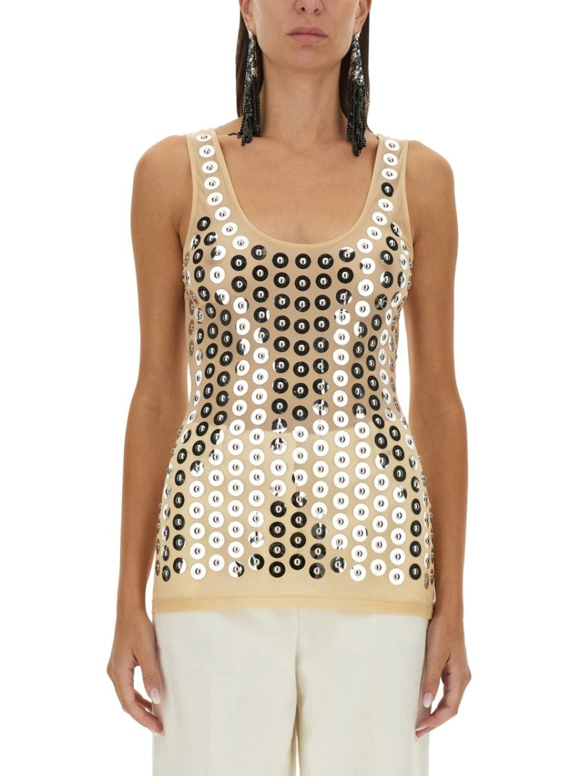 Rabanne Second Skin Top With Circular Embellishments