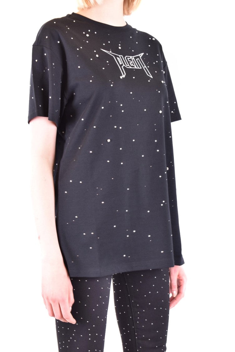 Philipp Plein Relaxed Fit Black T-Shirt Glass Accents