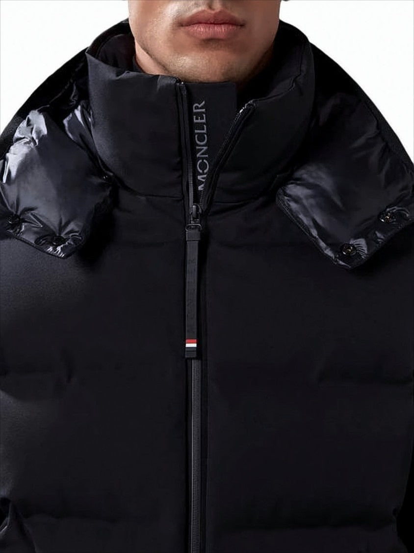 Moncler Matte Black Down Jacket With Detachable Hood