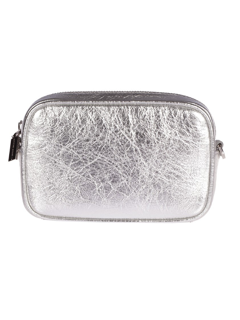 Golden Goose Textured Metallic Silver Shoulder Bag
