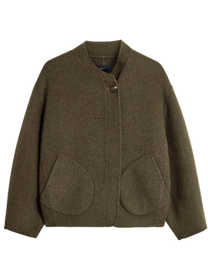 Soeur Boxy Cropped Jacket With Round Neckline And Button Closure