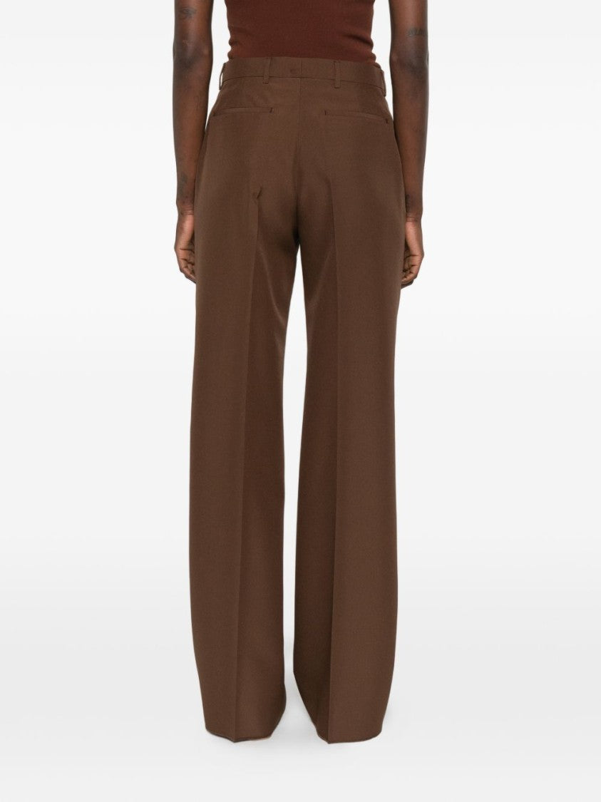 Gucci Wide-Leg Tailored Brown Trousers With Pressed Creases