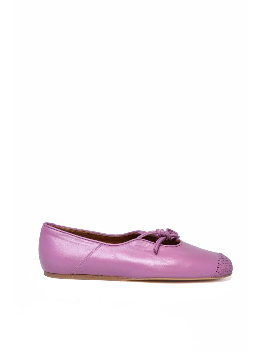 Naguisa Purple Woven Smooth Leather Flats