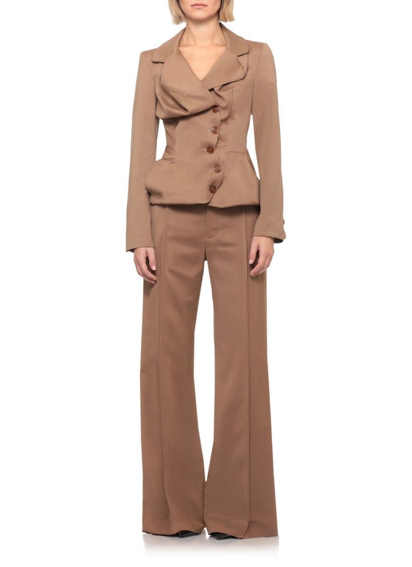 Vivienne Westwood Brown Drunken Asymmetrical Tailored Wool Blazer