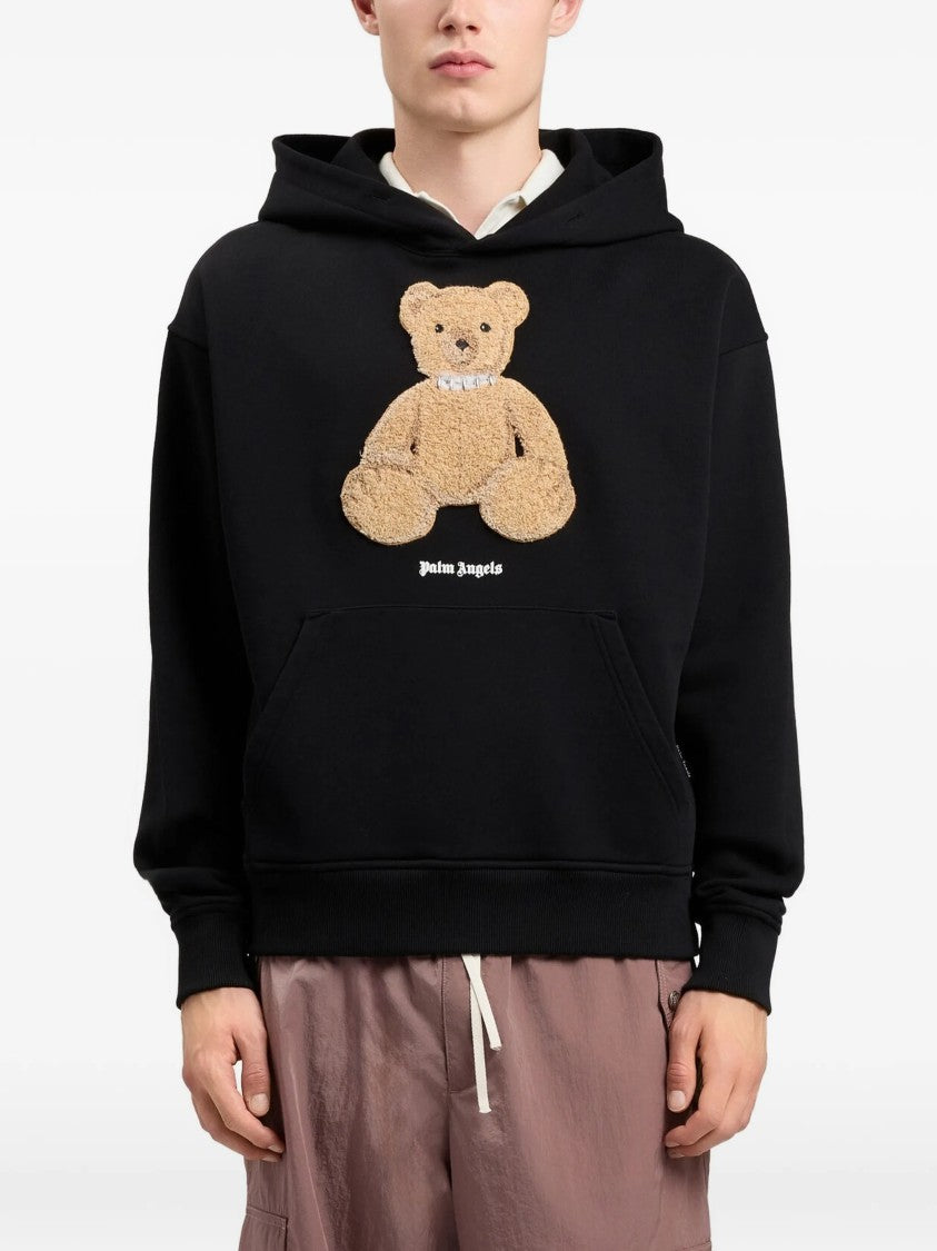 Palm Angels Black Bear Regular Graphic Cotton Hoodie