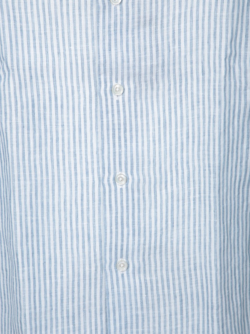 Dell'oglio Light Blue Striped Linen Shirt