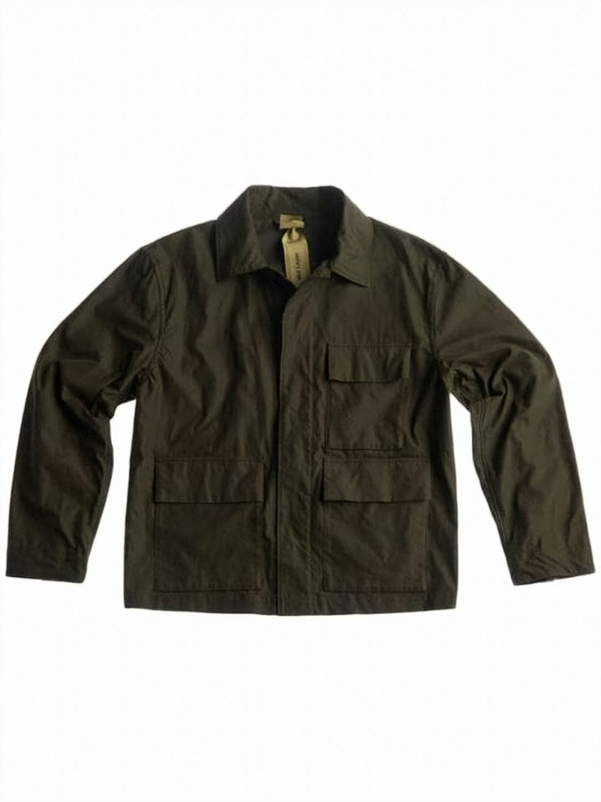 Ten C Boxy Long-Sleeve Green Shirt With Utility Pockets