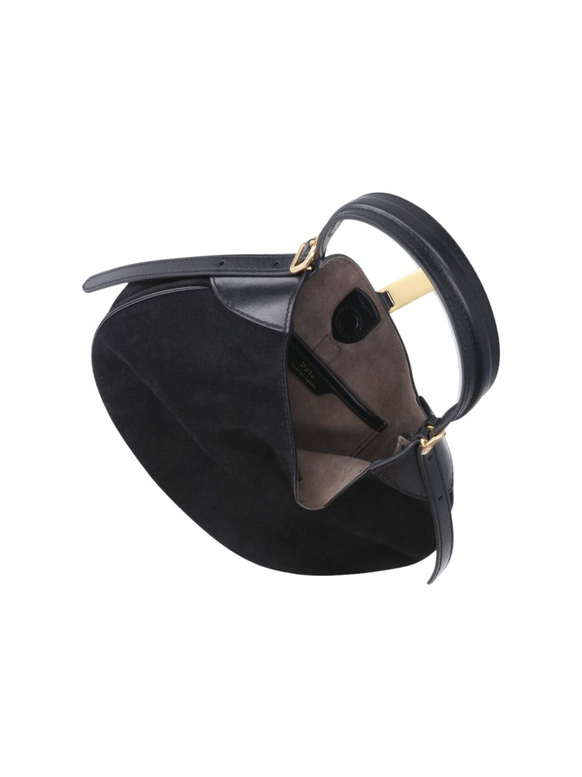 Polo Ralph Lauren Black Polo Id Suede Shoulder Bag
