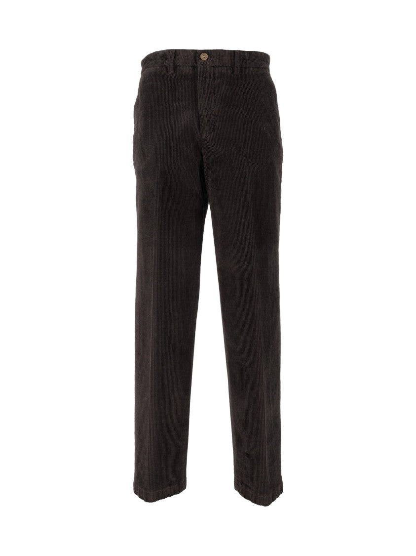 Briglia Black Corduroy Straight-Leg Trousers