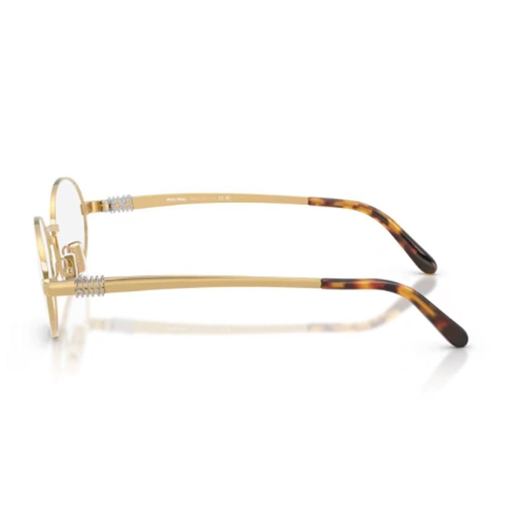 Miu Miu Ovale Gold-Toned Metal Sunglasses With Tortoiseshell Temple Tips