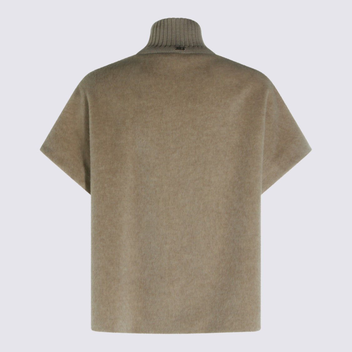 Herno Boxy Short Sleeve Coat With Ribbed High Collar