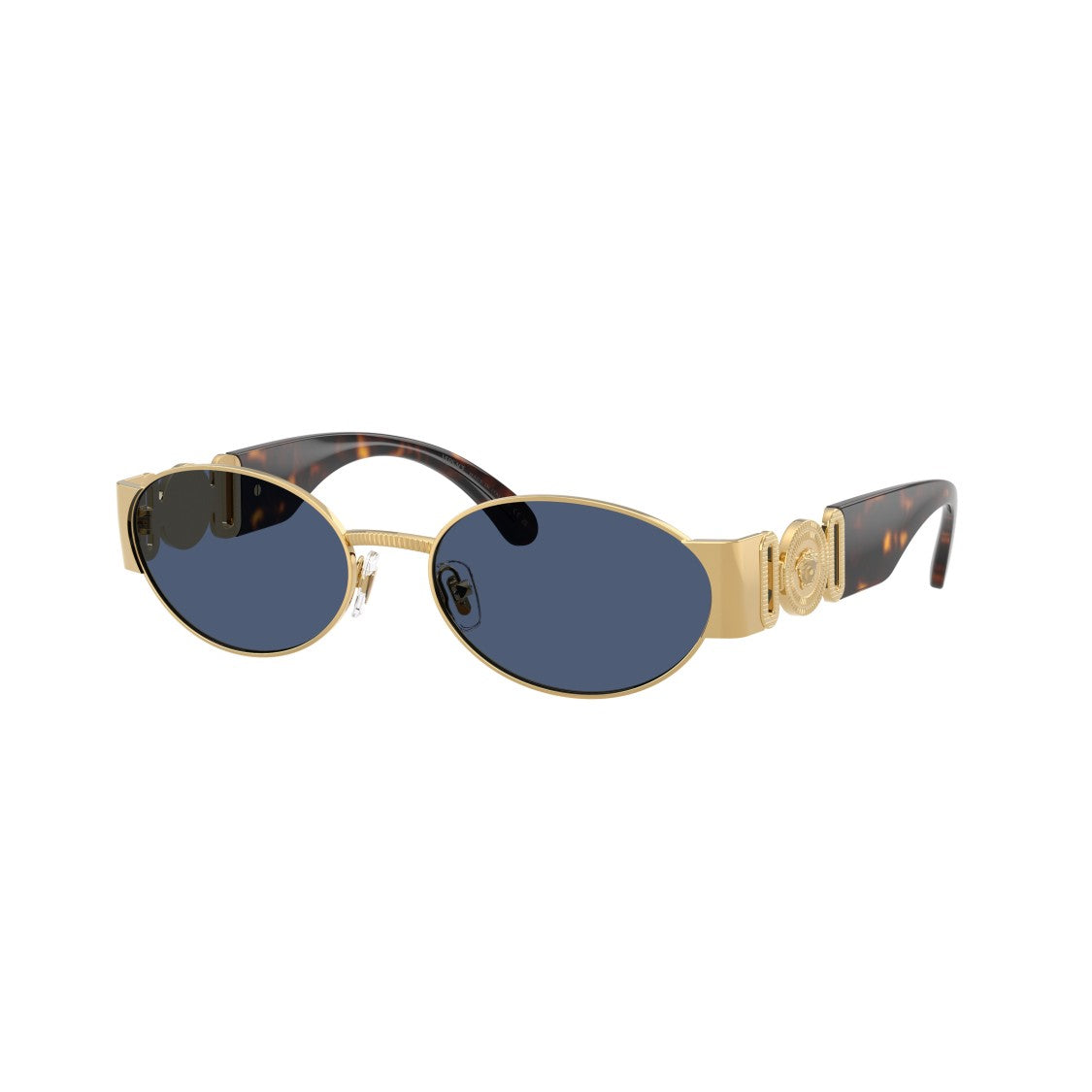Versace Gold-Tone Metal Oval Sunglasses With Tortoiseshell Temples