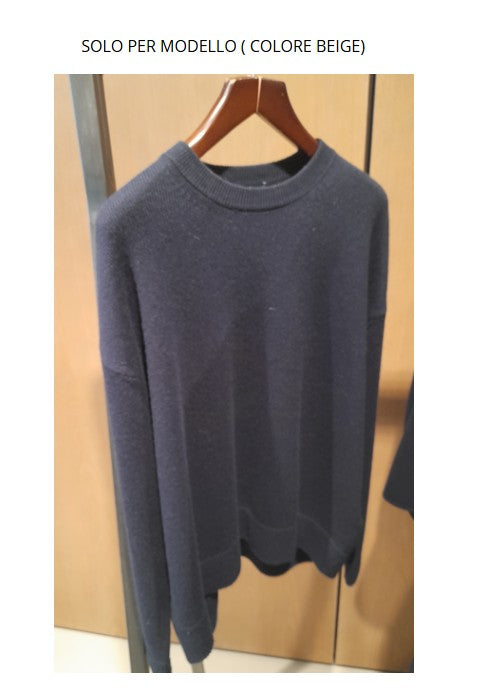 Max Mara Relaxed Fit Crew Neck Beige Knit Sweater