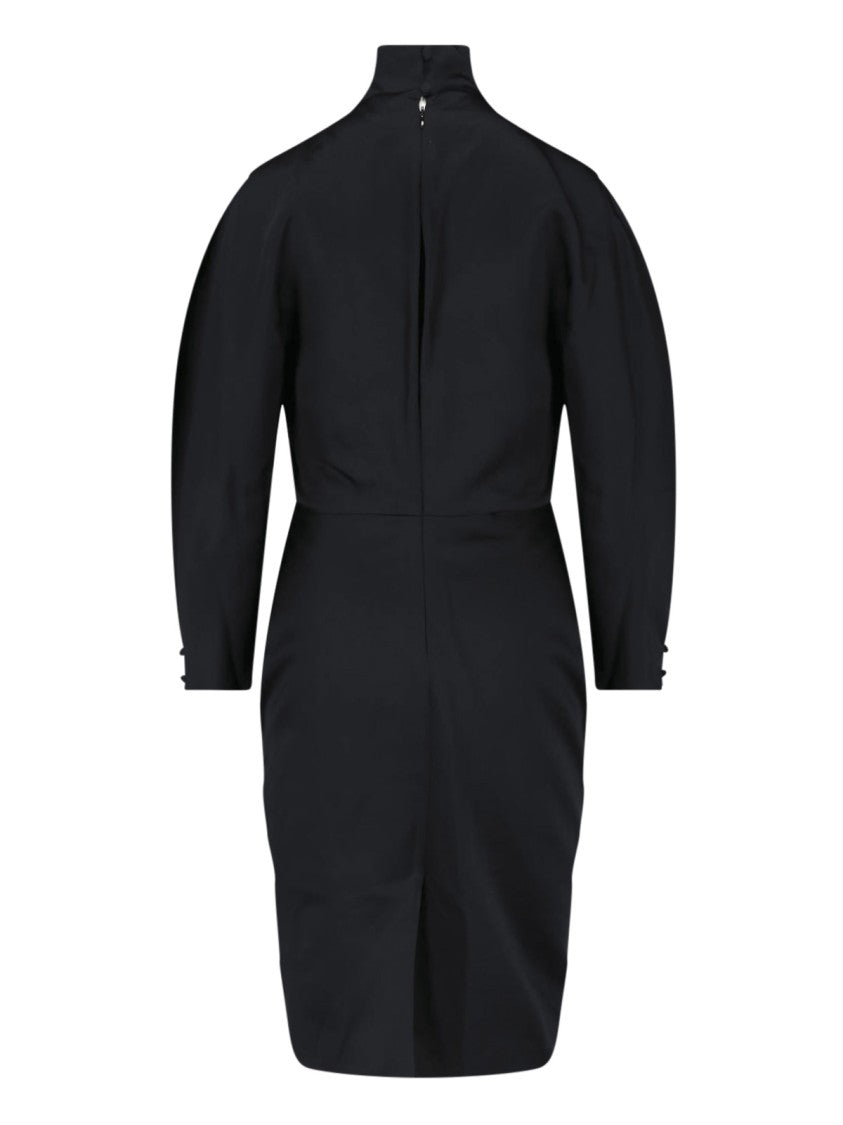 Khaite High-Neck Satin Mini Dress With Fitted Waist