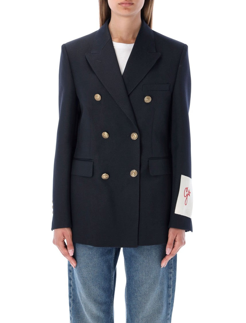 Golden Goose Blue Db Gold Button Wool Blazer