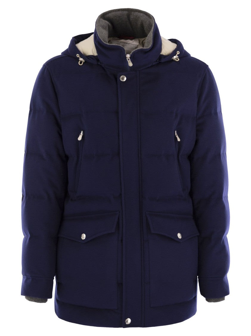 Brunello Cucinelli Wool Down Jacket With Detachable Hood