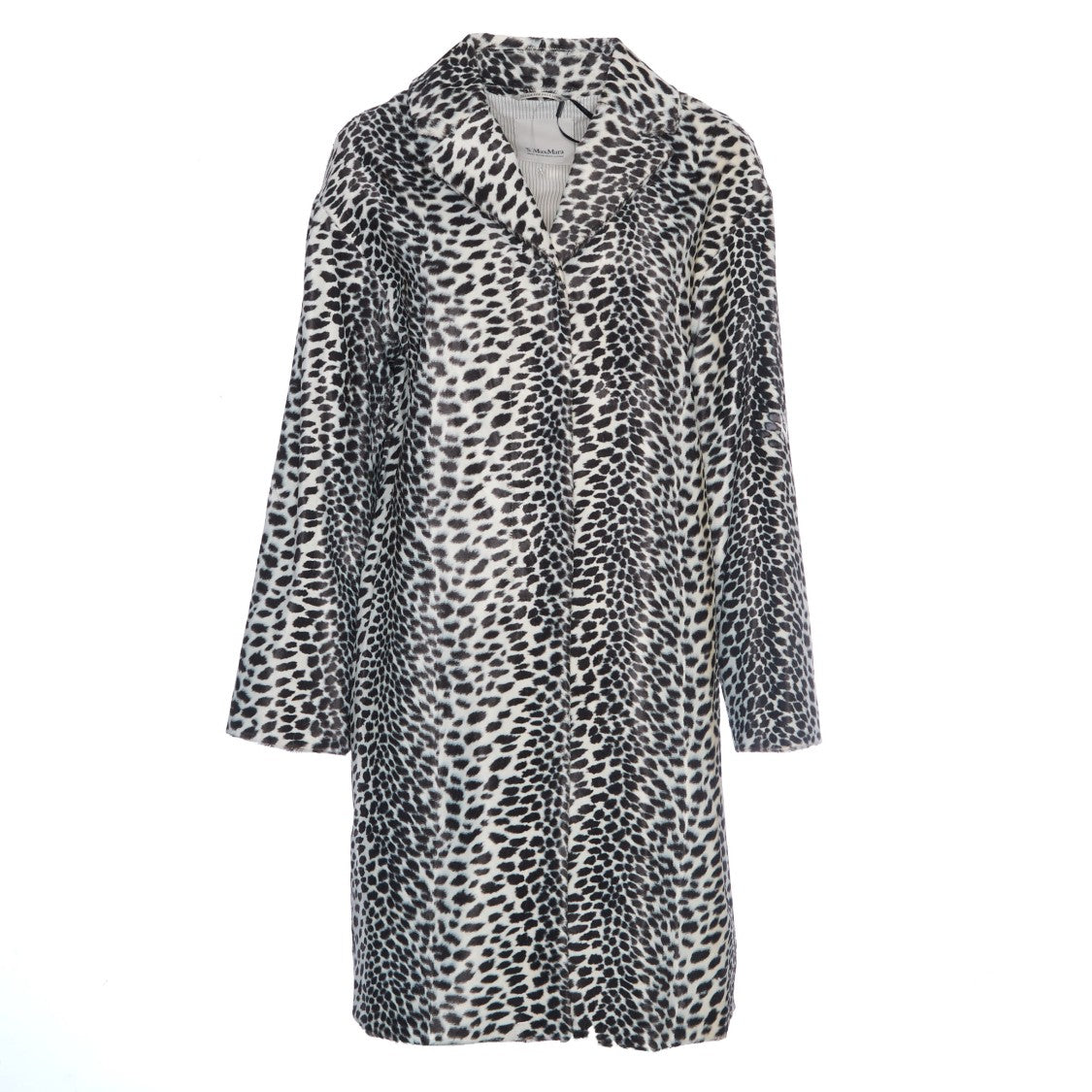 Max Mara Midi-Length Cocoon Coat With Chic Animal-Print Design