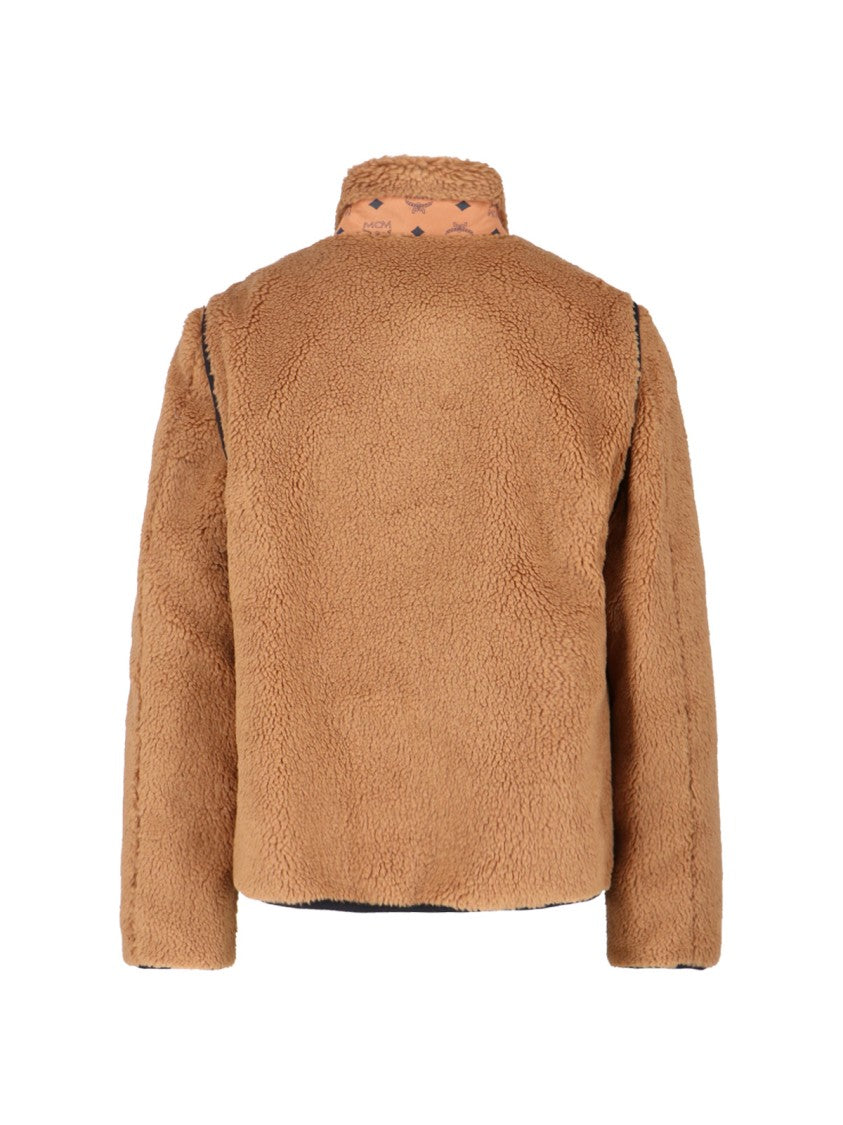 Mcm Plush Zip-Up Jacket With Teddy Texture