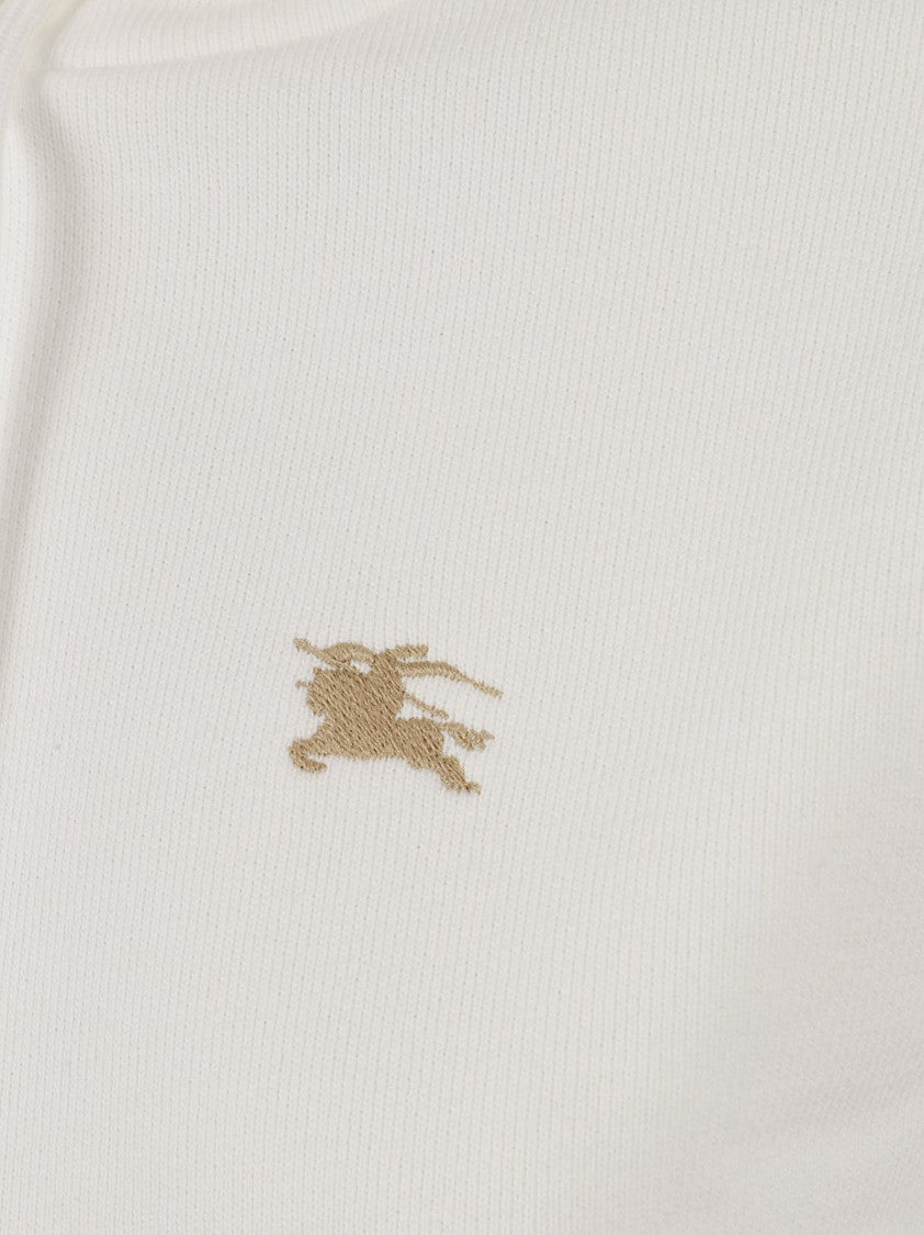 Burberry White Drawstring Hood Sweater