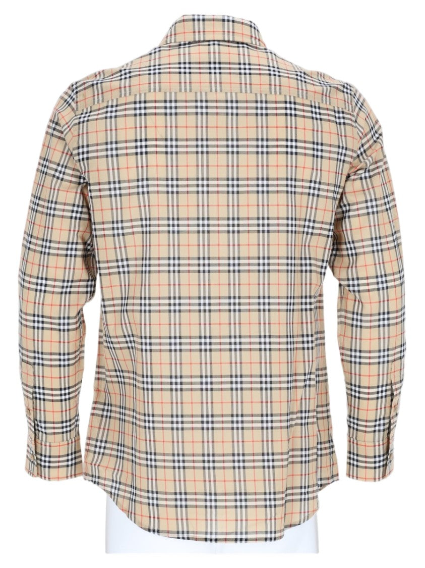 Burberry Beige Checkered Cotton Button-Down Casual Shirt