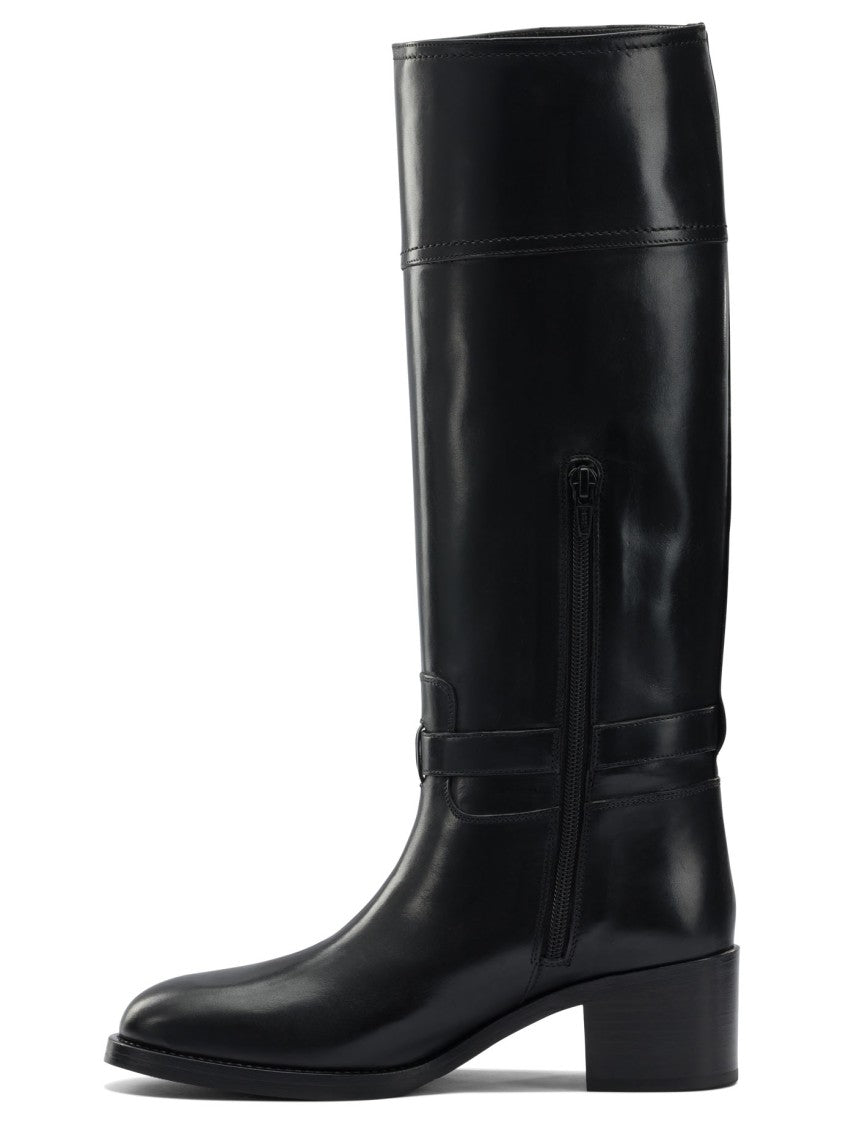 Maretto Polished Black Leather Ankle Boots