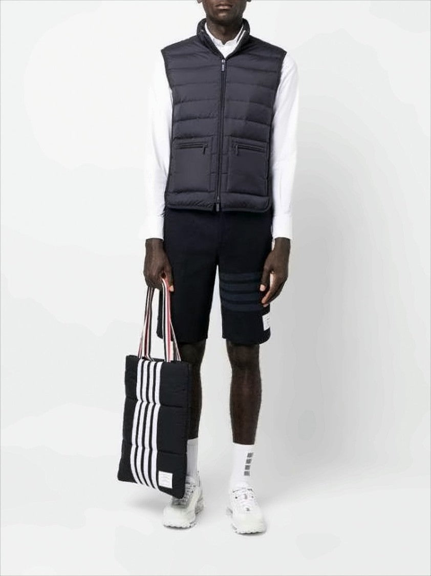 Thom Browne Sleek Padded Vest With Horizontal Quilting And High Collar