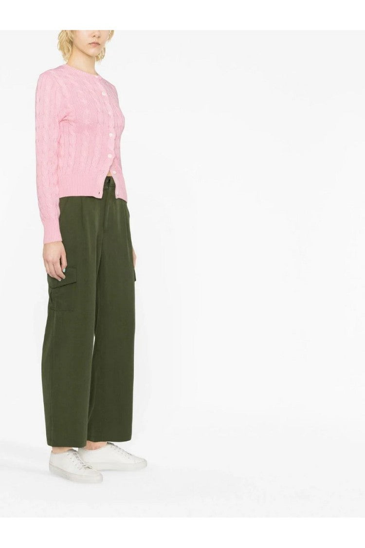 Polo Ralph Lauren Pink Cable-Knit Button-Front Cotton Cardigan
