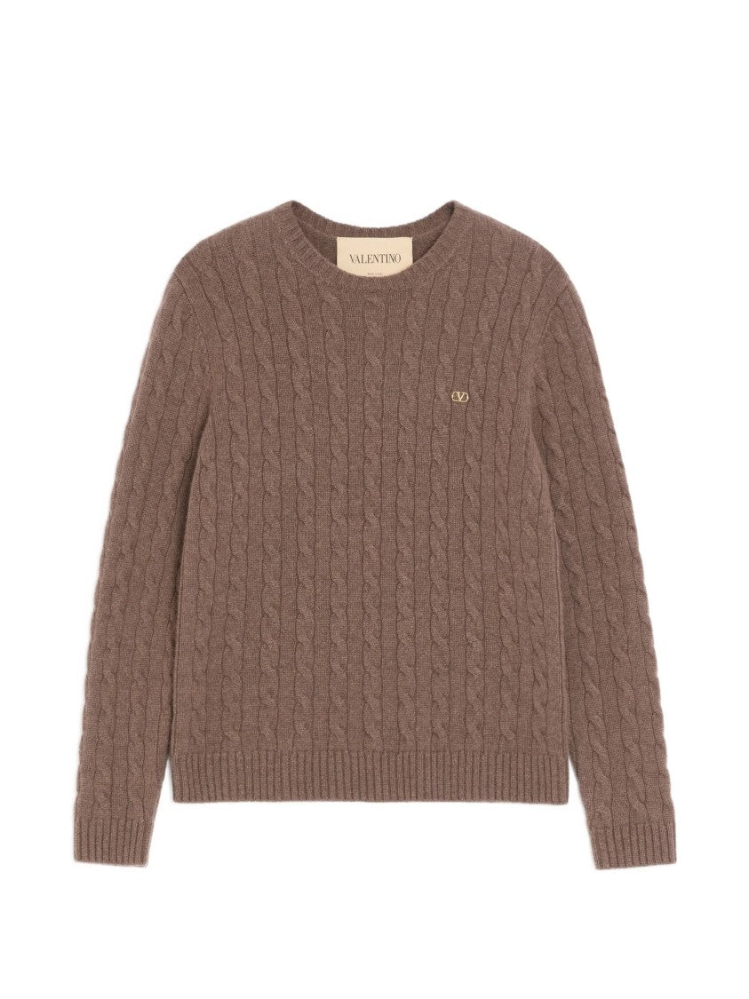 Valentino Finely Knitted Cashmere Sweater With Classic Cable Knit