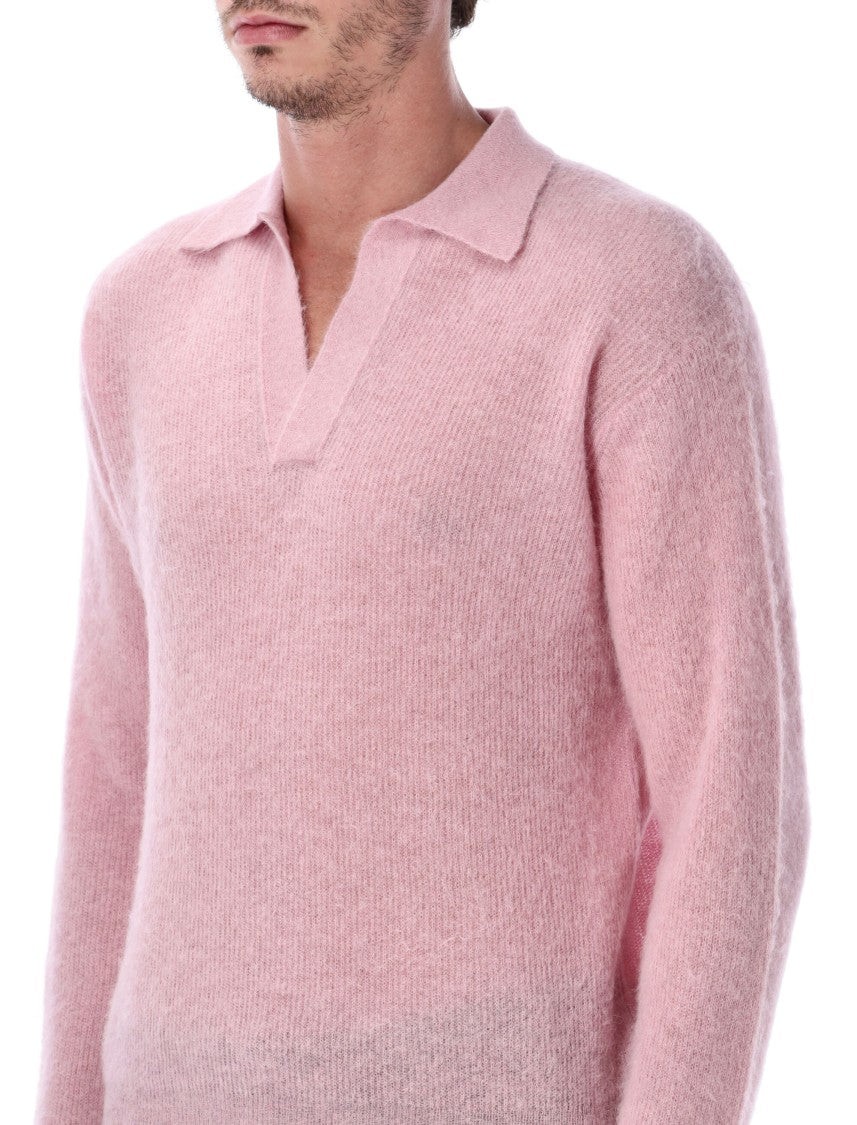 Auralee Baby Suri Alpaca Sheer Knit Skipper Polo