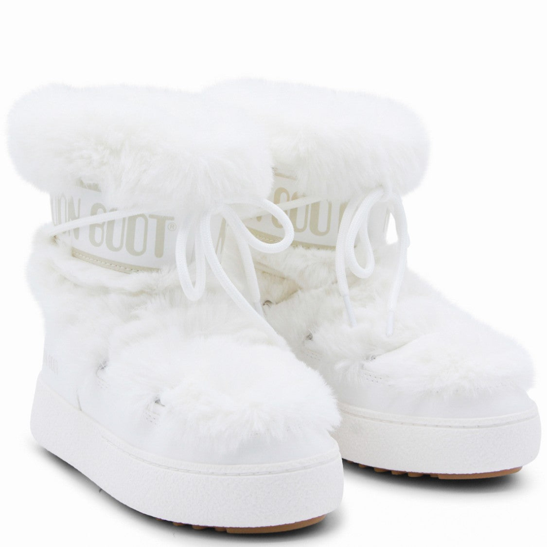 Moon Boot Lace-Up Plush Trim High Ankle Moon Boots