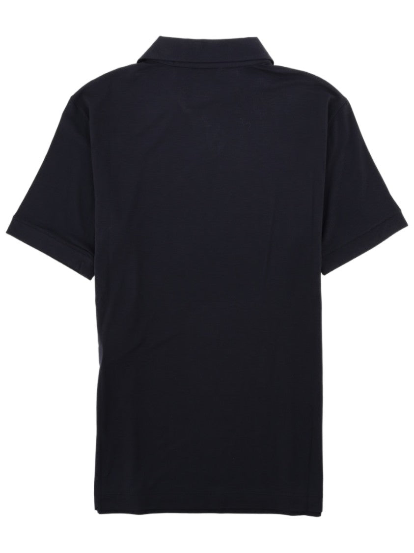 Giorgio Armani Black Stretch Viscose Jersey Polo Shirt