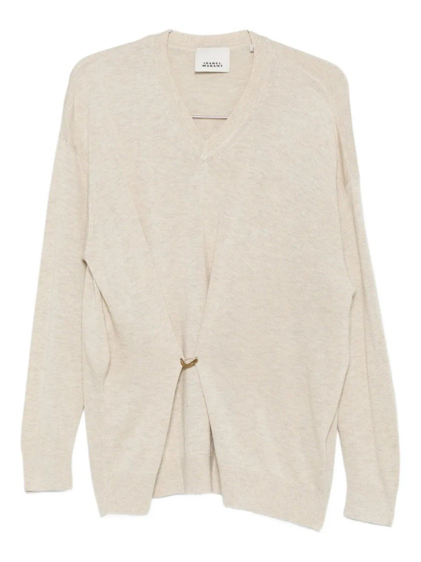 Isabel Marant Chiraz V-Neck Ring-Detail Sweater
