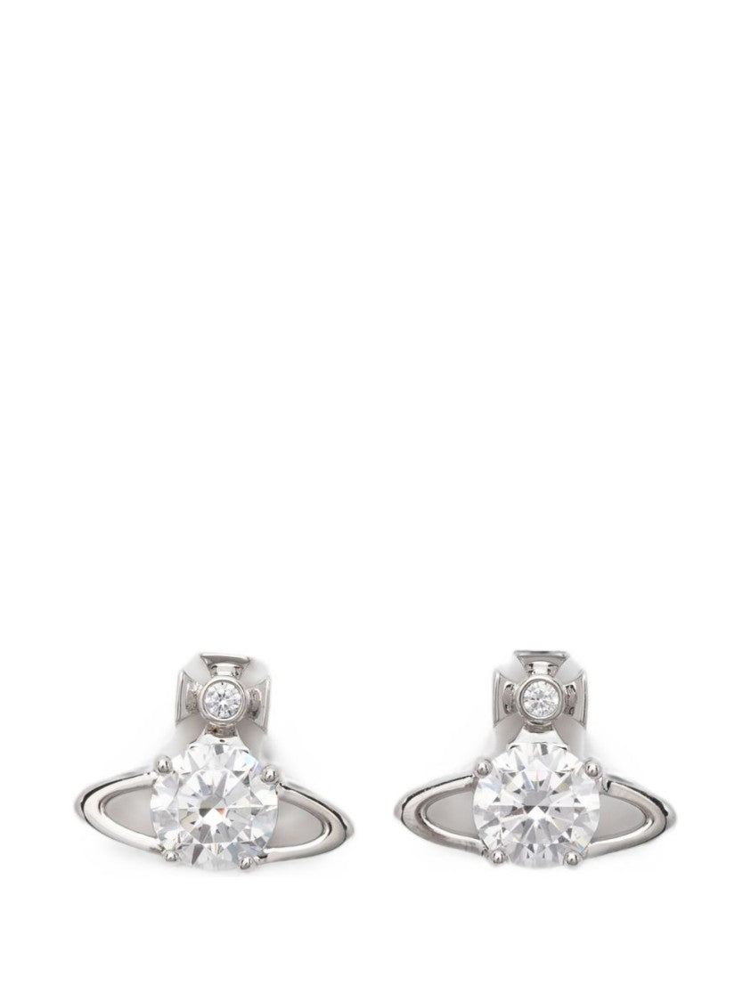 Vivienne Westwood Silver Planet-Inspired Clear Gemstones Earrings