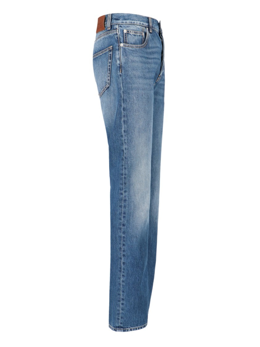 Alexander Mcqueen Straight Jeans In Blue Denim Worn Wash