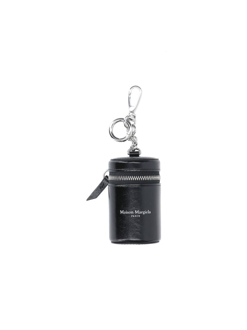 Maison Margiela Cylindrical Black Leather Keychain Pouch
